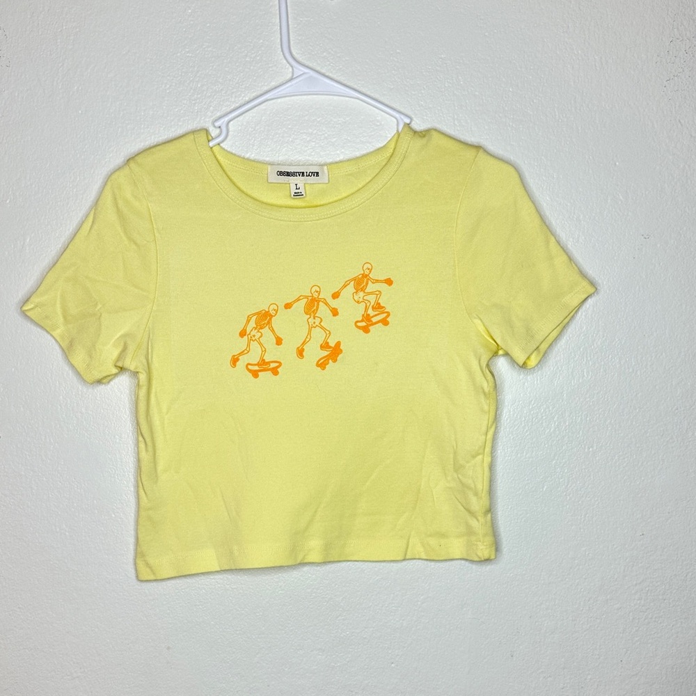 Yellow Skateboarding Crop Top